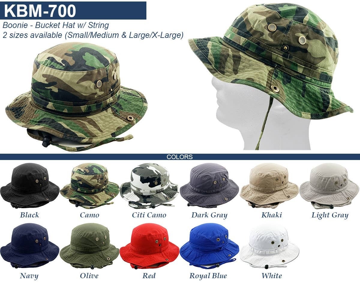 Khaki bucket hat with string on sale